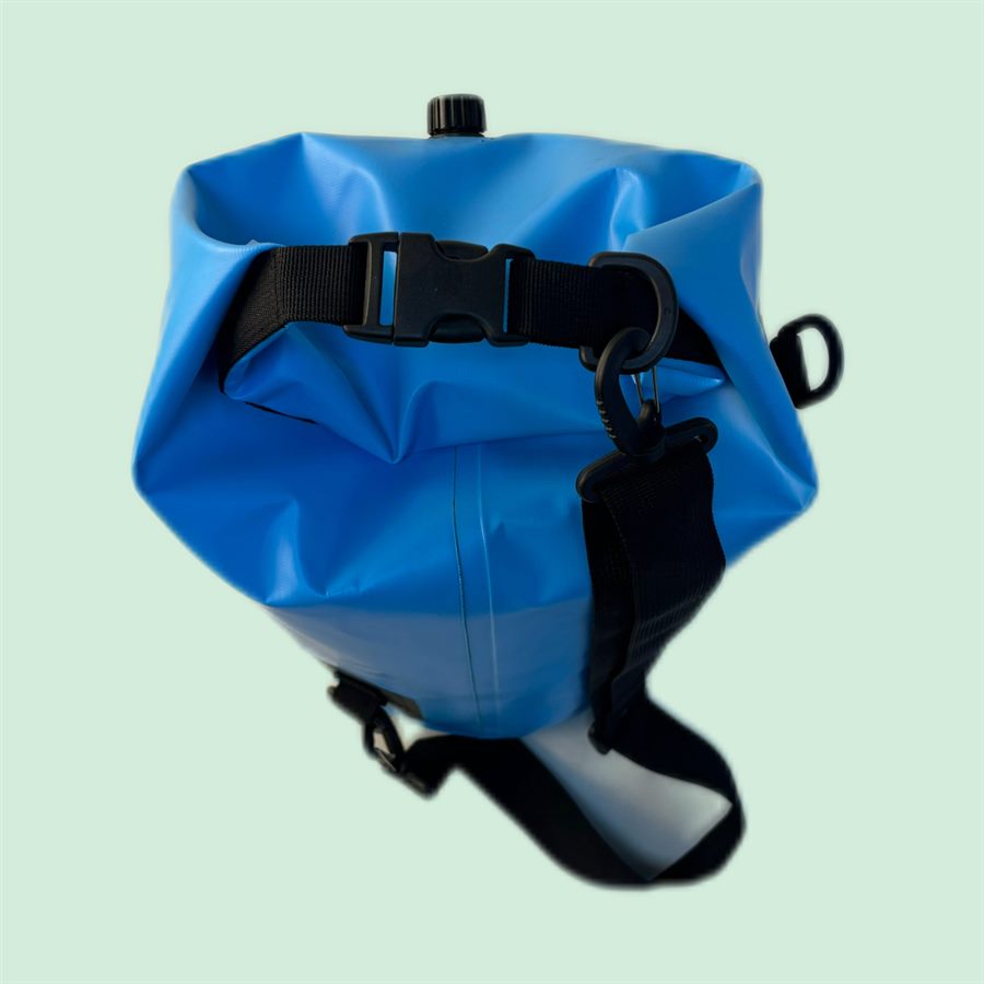 Blue waterproof roll-top dry bag